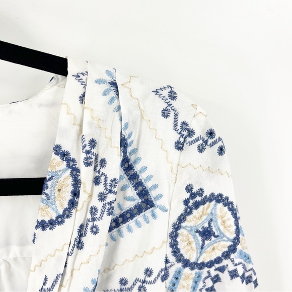 ✅ BTFL-life CRISS CROSS EMBROIDERED Blue/white cropped SIZE MEDIUM - Picture 5 of 8